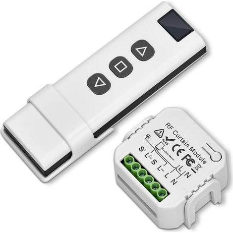 Module Récepteur - Télécommande RF 433,92 MHz - Pour Volets Roulants Stores Et Auvents - Portée Jusqu'à 100 M - Kit Complet Noir