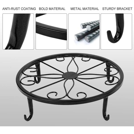 Support métal classique pour pot de fleurs, socle décoratif intérieur extérieur, support de rangement pour plantes (1/5)