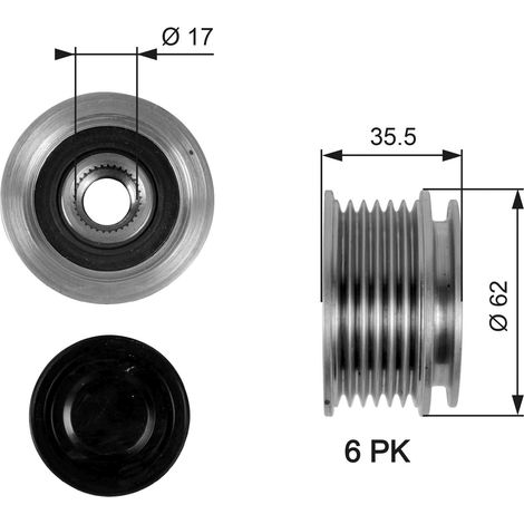 Poulie roue libre, alternateur Gates OAP7044 AUDI 06B903119B 06B903119D