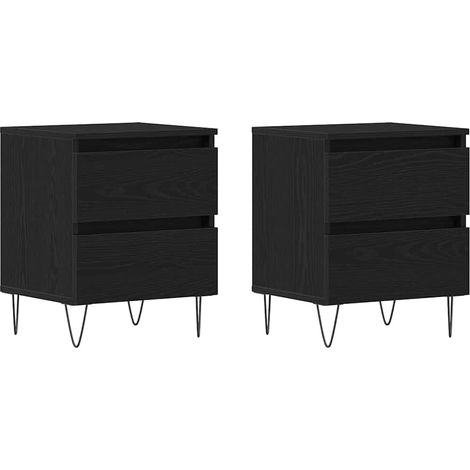 Maison Exclusive - Armadio da Notte con cassetto 2 pcs Rovere nero 40 x 35 x 50 cm
