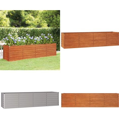 Lit surélevé de jardin rouillé 320x80x77 cm acier corten - Jardiniere - Bac Plante - Planter - Acier Corten - Pot De Fleurs Extérieur - Home & Living (1/5)