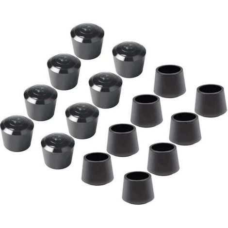 16 Paquet Embouts de protection de chaise, Embout pied de chaise Caoutchouc pied de chaise Protection Embouts, Diamètre intérieur - 7/8 pouce / 22 mm, noir
