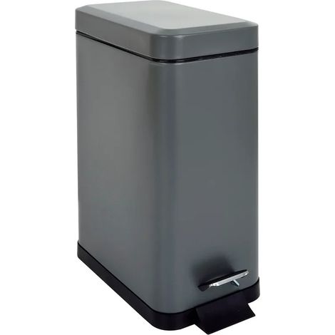 Poubelle à pédale SVITA STM10, 10 l, avec seau intérieur et couvercle à fermeture douce, grise (1/5)