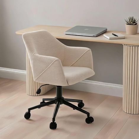 Lumera Home Office Upholstered Computer Desk Swivel Chair with Armrest - Beige (1/5)