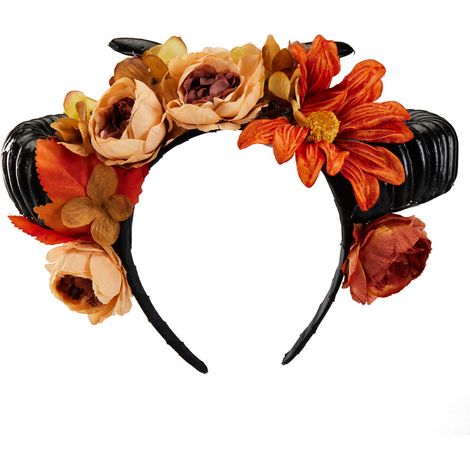 Serre-tête en corne de bélier sur le thème de la forêt pour les cosplays de Noël et d'Halloween, serre-tête fleuri en corne d'antilope, accessoires de performance Gothic Lolita (1/5)