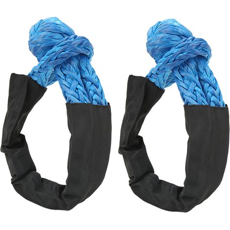 2 manilles textiles souples 13 mm, force de rupture 20 000 kg, haute résistance à la déchirure, sangle de remorquage de récupération portable pour camion, SUV, véhicules tout-terrain, bleu (1/5)