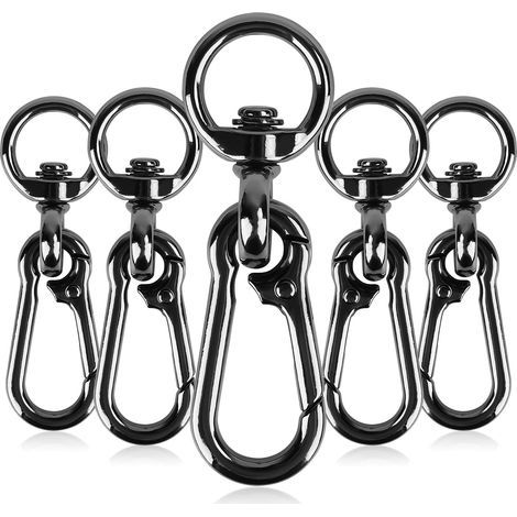 6pcs Mousqueton Pivotant, 360°Mousqueton Laisse Chien avec Porte Clé, Métal Pivotant Keychain pour Alpinisme , pêche, extérieur, Porte-clés (1/5)