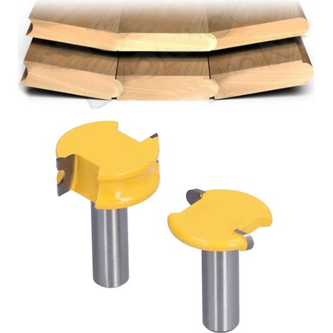 Ensemble de 2 fraises à tenon arrondies en forme de T, pour planchers, panneaux, fraises à bois, fraises à ébarber, 1/2 pouce (1/5)