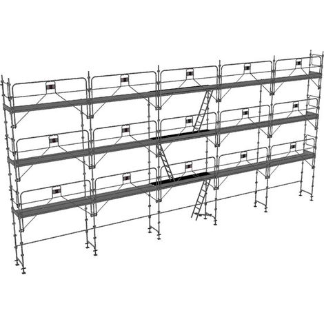 Gerüst 128m² - Stellrahmen + Gerüstböden + Bordbretter + Geländer - DUO128GC-SPP