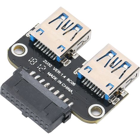 Adaptateur d'extension USB 3.0 intégré vers USB femelle 19 broches / 20 broches vers USB femelle