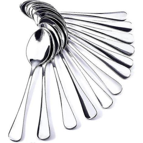 Set mit 12 kleinen ovalen Teelöffeln aus Edelstahl, 12 cm (1/5)