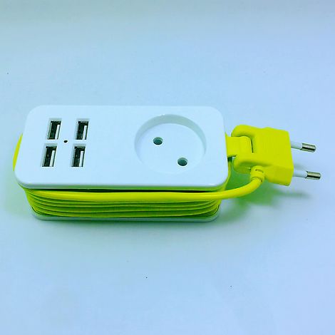 Multiprise intelligente WiFi Toros, bloc 3 prises Schuko + 4 ports USB, chargeur rapide, télécommande via application, 2M, compatible maison connectée