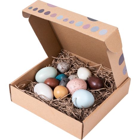 12 PCE Œufs Bois Synthétique DIY Pâques, Décor Maison Fête, Œufs Oiseau Factices (1/5)