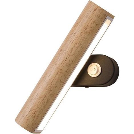 Applique murale LED rotative 4W avec interrupteur, style nordique, en bois, réglable. (1/5)