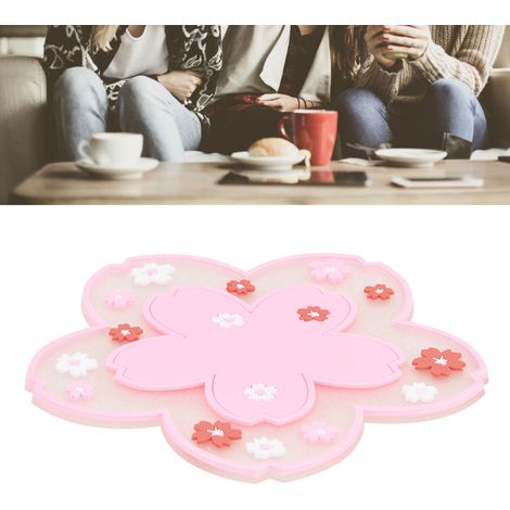 Dessous de verre à motif floral, isolant thermique, antidérapant, protection de table, évite d'endommager les meubles (rose) (1/5)