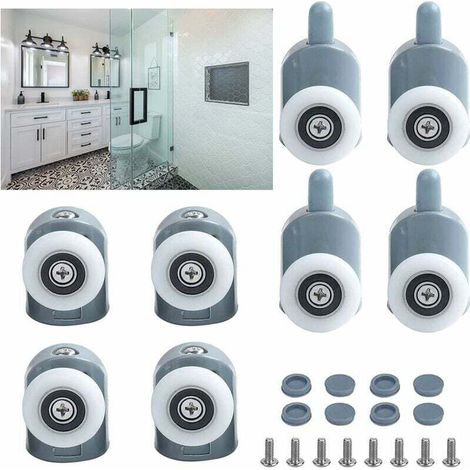 Tigrezy Porte de Douche Porte a Roulette Galets, 8 pieces Poulie de Porte de Douche, Douche Roulettes Simples de Porte, 23mm Wheel Diameter Home Bathroom Replacement Parts