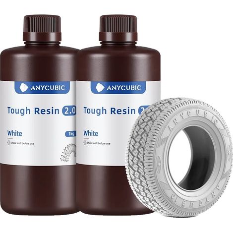 Resina per stampanti 3D, flessibile e ad alta resistenza, compatibile con resina UV, bianca, 2 kg. (1/2)