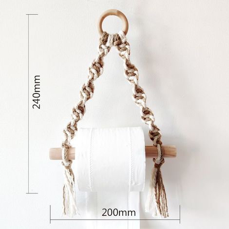 Porte-Papier hygiénique, Porte-Rouleau de Papier Toilette en macramé tissé pour Salle de Bain de Toilette, Ports Suspendus de Salle de Bain à la Main (Jute B) (1/5)