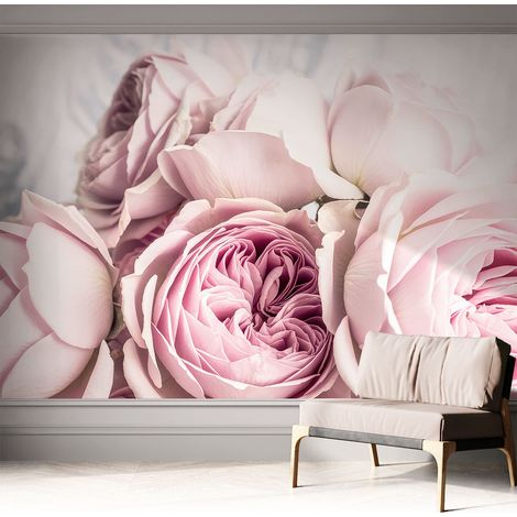 Papier peint autocollant avec imprimé pour cuisine facile à appliquer pour mur a motif Roses roses 312x219 cm (1/5)