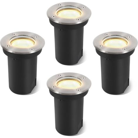 12 drehbare LED Bodeneinbaustrahler für den Außenbereich IP67 wasserdicht 3 Watt warmweiß Gartenstrahler und Einbaustrahler für den Boden silbern (1/5)