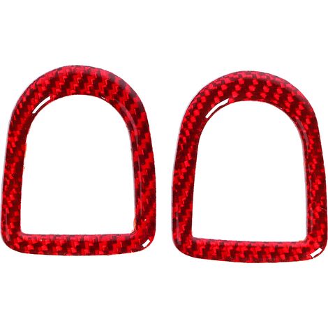 2 pièces garniture de bouton de verrouillage de porte en fibre de carbone, cadre de couverture, décoration intérieure auto, compatible Ford Mustang 2009-2013 rouge (1/5)