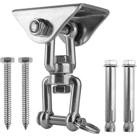 Triomphe Innovant Crochet De Plafond avec 304 Acier Inoxydable 500KG Capacité 360° Rotation, Suspension pour Béton Bois Ensembles, Chaise accrochante, Lampe accrochante, Hamac, Yoga, avec 4 Vis (1/5)