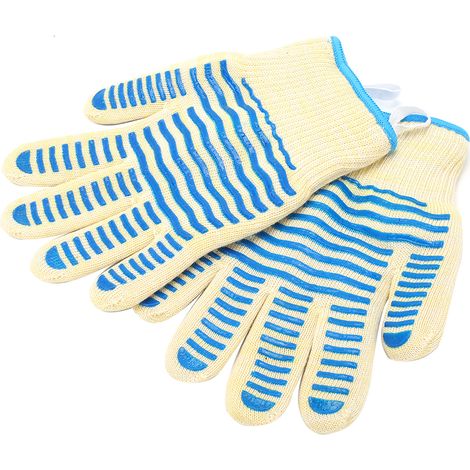 Lot de 2 gants résistants à la chaleur, taille unique, 500 °C, antidérapants et ignifugés, pour la protection des mains au four à micro-ondes. (1/5)