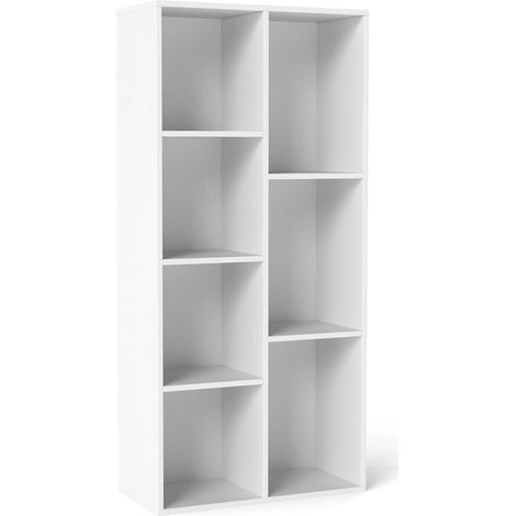 Libreria a 7 cubi, bianca, verticale o orizzontale, 49,5x23x106 cm