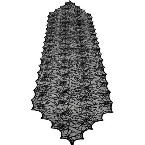 Chemin de table en dentelle toile d'araignée pour Halloween, noir (1/5)