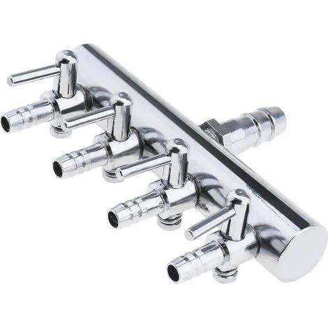 Répartiteur d'Air Aquarium 4 Voies en Acier Inoxydable, Vanne de Réglage du Débit pour Pompe à Air, Robinet 77 mm, 1 Pièce (1/5)