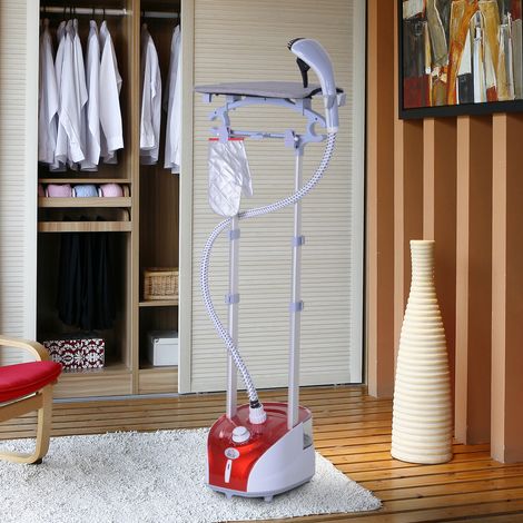 Vertikaler Dampfglätter, 1950 W, 32 g/min Dampf, 2-Liter-Wassertank, Teleskopstange, 45 Minuten Dampfbetriebsdauer, 11 Temperaturstufen, Betriebsbereit in 38 Sekunden, inklusive Bügelbrett und Kleider