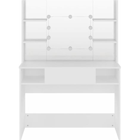 Table de maquillage avec éclairage LED 100x40x135 MDF Blanc (1/5)