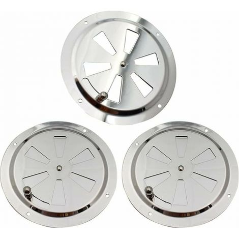 3 Stück 125 mm rundes Lüftungsgitter, Lüftungsrosette aus Edelstahl, Lüftungsgitter, verstellbare Lüftungsöffnung, Kiemenventilator, für Raucher, Wohnmobile (1/5)