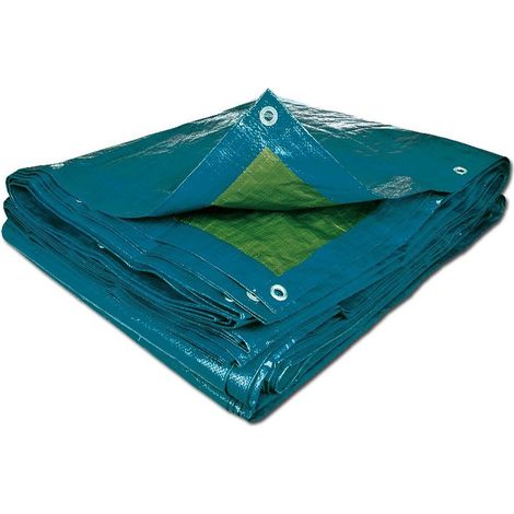 Terre Jardin – Bâche de protection 70g/m² – Dimensions 8 x 12 – Œillets tous les mètres – Polyéthylène bleu pour chantiers extérieurs