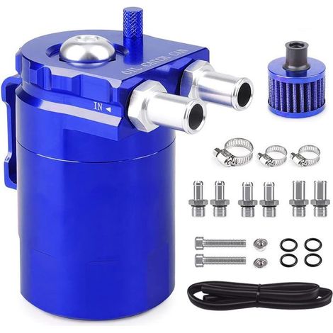 TTLIFE Oil Catch Can Auto, 300ml Aluminium Voiture Réservoir, Universel Séparateur Bidon Huile Voiture Air Filtre avec Filtre à Air (1/5)