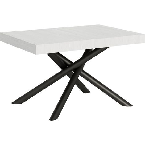Table extensible design pieds arrondis entrelacés anthracite Zeus 2 rallonges fines 130 à 234 cm-Blanc-2 rallonges fines-130 à 234 cm (1/5)