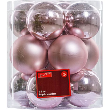 TrendLine Christbaumkugeln 12 Kugeln Ø 6 cm Rosa Weihnachtskugeln Weihnachtsbaum (1/3)