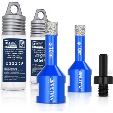 10mm/10mm/ M14 HEX 3pcs Forets Carrelage Diamant Brasé Sous Vide Trépans Hauteur Libre 10mm M14 Adaptateur Vitesse 11000 tr/min Perçage à Sec pour Porcelaine Carrelage Granit Marbre (1/5)