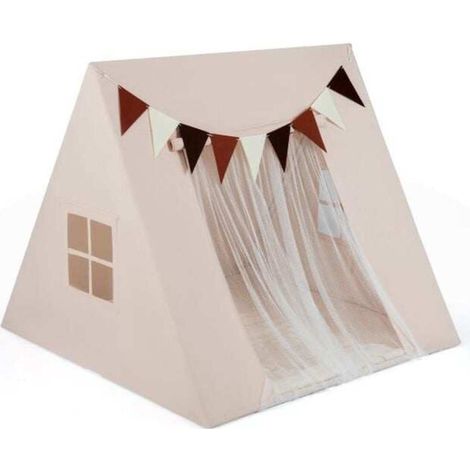Créer un Refuge Douillet pour Enfant Cabane Tente d'Intérieur Beige Guirlande et Tapis Matelassé sans Outil (1/5)