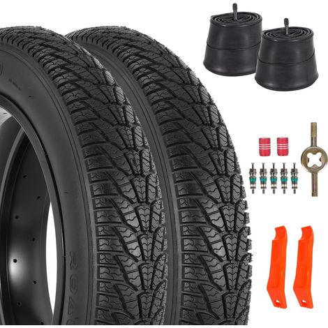 Pneus de Vélo Fat Bike 26x4.0, Ensemble de Pneus et Chambres à Air pour VTT 26 Pouces, de Vélo Repliables de Remplacement avec Démonte pour Vélos