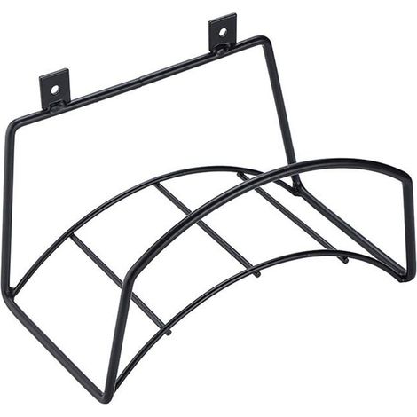 Support mural pour tuyau d'arrosage en acier inoxydable noir 23,5 x 13,5 x 14 cm, kit de montage inclus (1/5)