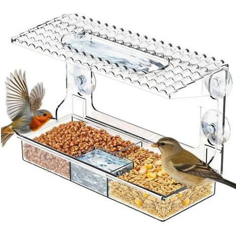 Mangeoire fenêtre Transparente – Vue Claire, observez Les Oiseaux Sauvages de près. Ventouses puissantes, Plateau nettoyable. pour Petits Oiseaux. Cadeau Grand-mère ou mangeoire extérieur. (1/5)