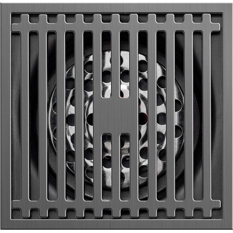 Scarico a pavimento in acciaio inox da 10 cm, bambù spesso, grigio bronzo, antiodore, per bagno -Crezuo