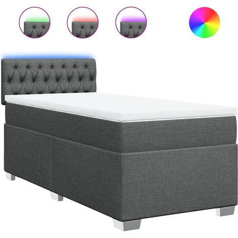 Maison Exclusive - Sommier à lattes de lit avec matelas Gris foncé 90x200 cm Tissu (1/5)