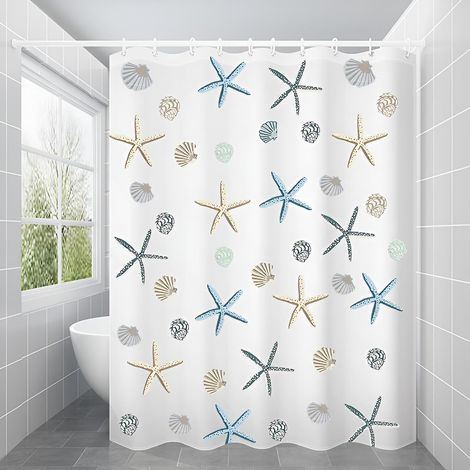 CCYKXA PEVA shower curtain - 120 x 200 cm - Waterproof - For bathroom, bathtub - Washable - With eyelets and shower curtain rings (1/5)