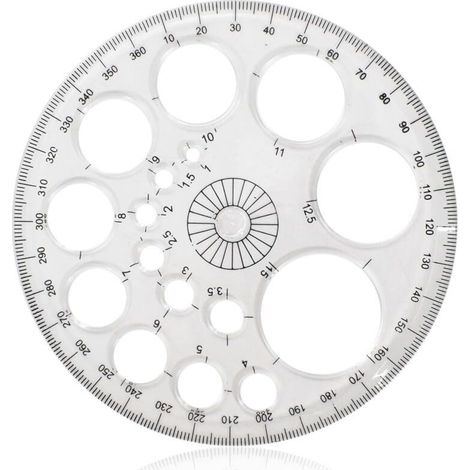 Cercle Pochoir, Normographe Rond, Gabarit Multifonctionnel - Règle de Mesure en Plastique, Outil de Dessin Pour Tout Âge (1/5)