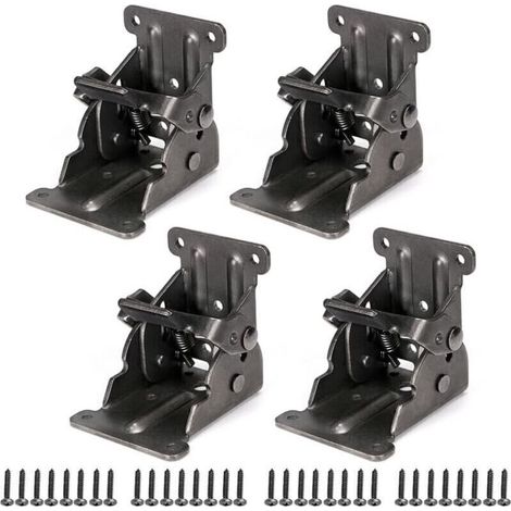 Soporte plegable, bisagra autoblocante con tornillo, extensión de bloqueo para pata de mesa, pata de cama, banco de trabajo, juego de 4 - Crezuo (1/4)