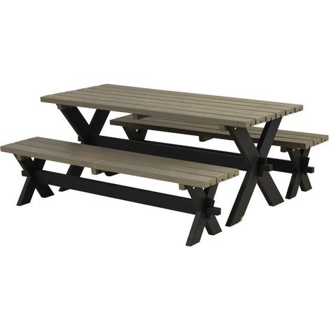 Plus Sitzgarnitur Nostalgie schwarz / graubraun Gartenmöbel-Set