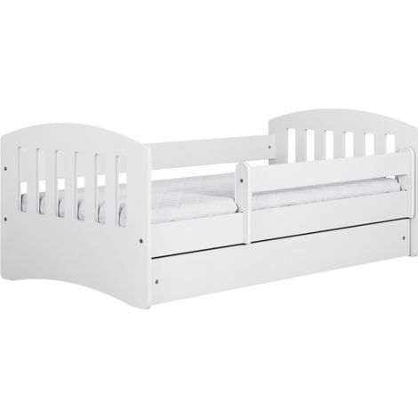CLASSICO - Complete white children's bed 160 x 80 cm base + mattress + drawers