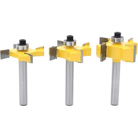 3pcs Fraise À Rainurer Et Languette, 4 Boules De Lame 1/4" Shank T - Fraise En Forme De Bois, Outils De Travail Du Bois Pour Portes, Tables, Étagères, Murs Et Plus (1/5)